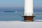 Detail of an offshore windturbine in a frozen sea