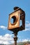 Detail of the old rusty broken semaphore signal light