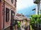 Detail of old scenic streets Salita Serbelloni in Bellagio, picturesque small town street view on Lake Como, Italy