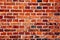 Detail of old and weathered grungy red brick wall marked by the long exposure to the elements as surface texture background