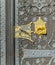 Detail of old wooden door of townhall in Frankfurt