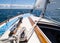 Detail Onboard Sailboat Sailing in Martha`s Vineyard Sound