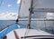 Detail Onboard Sailboat Sailing in Martha`s Vineyard Sound