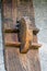 Detail of an original wood joint of an old restored barn.