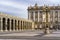 Detail of the outer courtyard of the royal palace of Madrid, with lampposts, arches and neoclassical style