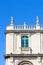 Detail photography capturing edge of historical university building in Catania, Sicily, Italy. Traditional bright facade