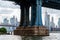 Detail of Pillar of Manhattan Bridge in New York City. Steel Abutment With Bolt and Rivet Connections