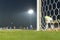 Detail of the post and net of the football goal