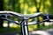 detail of professional bike handlebars with aerodynamic design