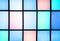 Detail of rectangular shaped blue colored light panes from stained glass window