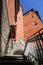 Detail of red building and stairs in central Copenhagen, Denmark 11.august, 2012