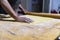 Detail roll out the dough with a rolling pin