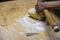 Detail roll out the dough with a rolling pin