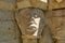 Detail of the Romanesque church of Ribera Ãlava. Abandoned village in the natural park of Valderejo. Sculpture