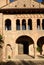 Detail of romanesque monastery of La Porta Ferrada in Sant Feliu de Guixols, Costa Brava, Girona province,Spain