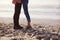 Detail Of Romantic Couple On Walking Along Winter Beach Together