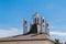 Detail of roof with miniature turrets and with lighting strike protection installed.