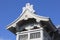 Detail of the roof of the Niomon Gate at Honmyo-ji Temple is being rebuilt after the earth