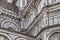 Detail of the roofs and arches in the upper part of the walls of the Cathedral of Santa Maria del Fiore in the apse