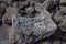 Detail, rough lava from ancient volcanic eruption,