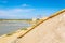 Detail of a salt crust in the saline di Trapani, Sicily, Italy