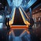 detail shot of escalator in modern buildings or subway station