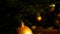 Detail shot glass ball on christmas tree and lit candles, night setting