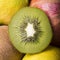 Detail of sliced kiwi in closeup