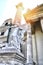 Detail from the St. Charles`s Church, an angel with wings spreads a cross in Vienna, Austria, Europe