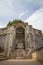 Detail of the staircase and fountain leading to the Farnese gardens on top of the Palatine hill in Rome