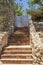 Detail of stairs and stone wall, near house on the street of Egypt in Sharm El Sheikh