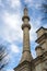 Detail of a stone minaret of the new mosque of Eminonu in Istanbul, Turkey, a symbol of islamic religion