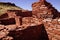 Detail, stone wall of ancient pueblo house,