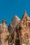 A detail from the structure of Cappadocia. Impressive fairy chimneys of sandstone in the canyon near Cavusin village, Cappadocia.