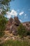 A detail from the structure of Cappadocia. Impressive fairy chimneys of sandstone in the canyon near Cavusin village, Cappadocia.