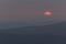 Detail of sunset with distant hill from Tristolicnik. Outdoor and landscape background. Sumava National Park and Bavarian Forest,