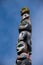 Detail of a Tlingit totem pole in Sitka, Alaska