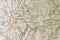 Detail of a topographic map of Spain. Ancient representation of different elements, communications, crops, populations,
