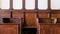 Detail of traditional hard wood courthouse, church choir sitting