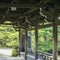 Detail of traditional pavilion in Japanese garden