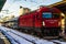 Detail train view. Train on the platform of Bucharest North Railway Station Gara de Nord Bucuresti in Bucharest, Romania, 2020