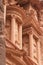 Detail of the Treasury or Al Khazneh in Petra ruin and ancient city, Jordan