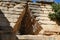 Detail of the Treasury of Atreus or Tomb of Agamemnon which is a large tholos or beehive tomb on the hill of Panagitsa