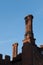 Detail of Tudor architecture exterior wall and rooftop