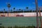 Detail of the university sports courts after classes when they are completely empty. You can see the chairs for the reserves of