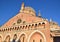 Detail of the upper part of the facade and the right side of the Basilica of Sant`Antonio in Padua with angel playing the trumpet