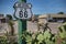 Detail of a US route 66 road sign in a town in the State of Oklahoma