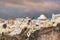 Detail view of the city of Thira in Santorini, Geece