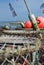 Detail view of fisherman\'s buoy and lobster pots