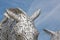 Detail view Kelpies, sculptures of horse heads near Falkirk